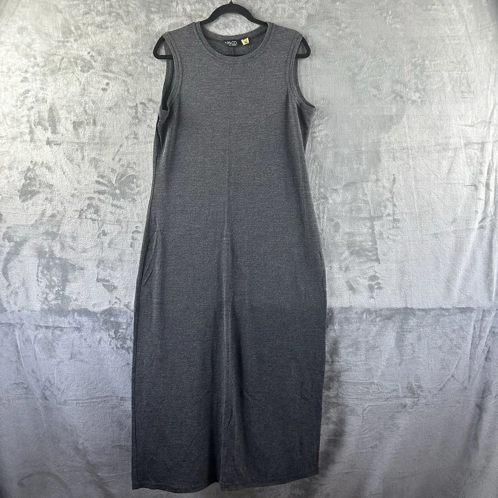 New York & Co Dress Women's L Gray Sheath Sleeveless